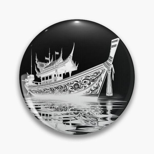 Item preview, Thai boat line drawing (2) - white designed and sold by fatimah-SL.