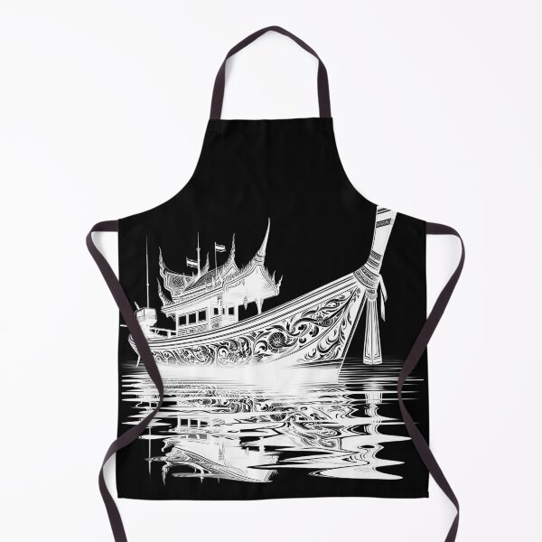 Item preview, Thai boat line drawing (2) - white designed and sold by fatimah-SL.