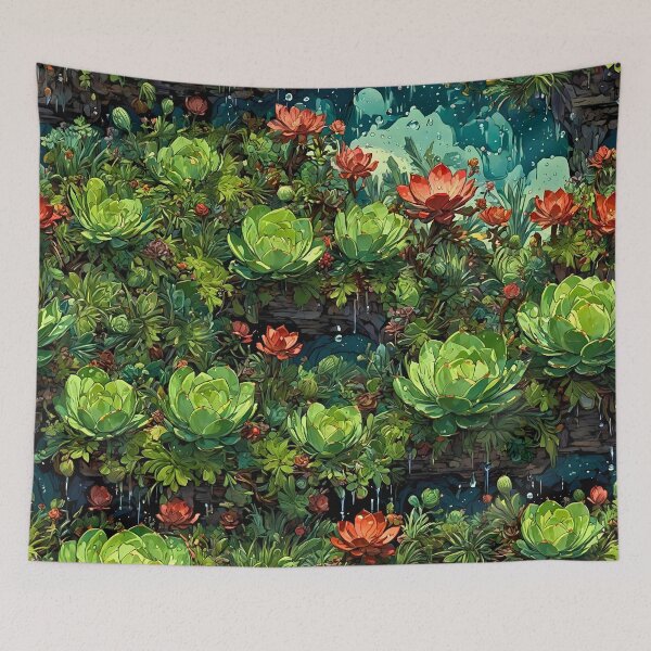 Item preview, Sempervivum Cacti Succulents seamless pattern cartoon art design designed and sold by BorgSpareParts.
