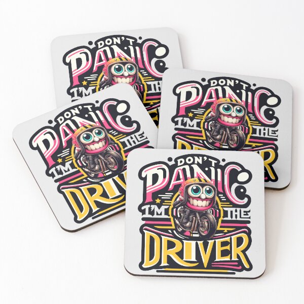 Item preview, Don't Panic I'm the Driver - Comical Skull Biker Illustration with Attitude designed and sold by FarBeyound.