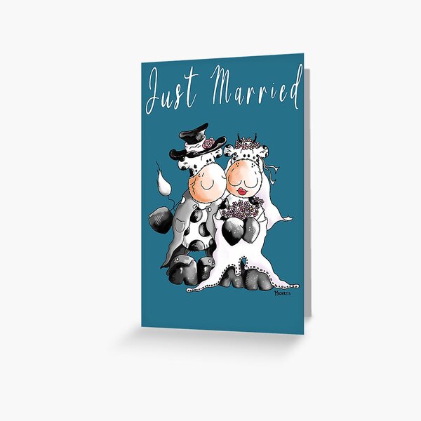 Item preview, Just Married Cow Wedding Cartoon designed and sold by modartis.
