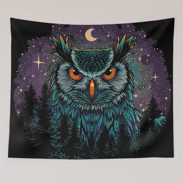 Item preview, Horned Owl at Night over the Forest designed and sold by FloeC.