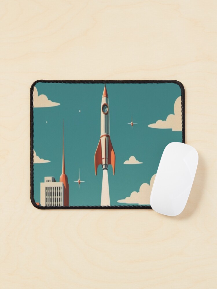 Thumbnail 1 of 5, Mouse Pad, Vintage Rocket Revival - Vintage Space Age designed and sold by eXtraHumans.