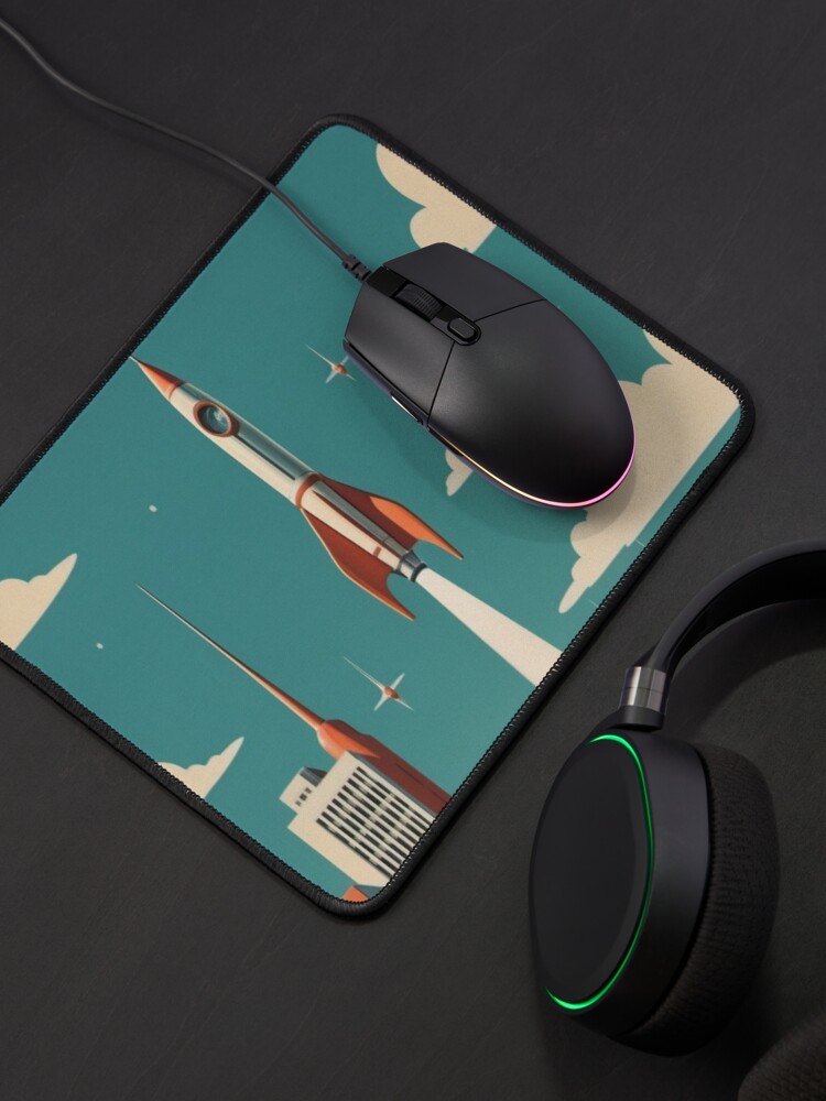 Thumbnail 4 of 5, Mouse Pad, Vintage Rocket Revival - Vintage Space Age designed and sold by eXtraHumans.