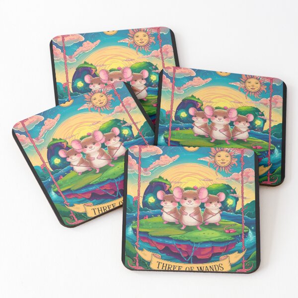 Item preview, Tarot Card - Three of Wands. mouse theme, mouse lover, cute mouse designed and sold by ZodiacWonders.