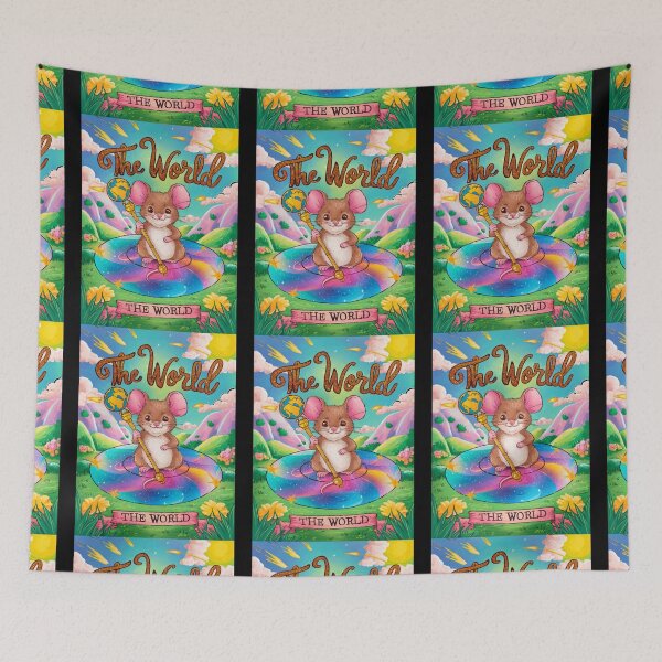 Item preview, Tarot Card - The World. mouse theme, mouse lover, cute mouse designed and sold by ZodiacWonders.