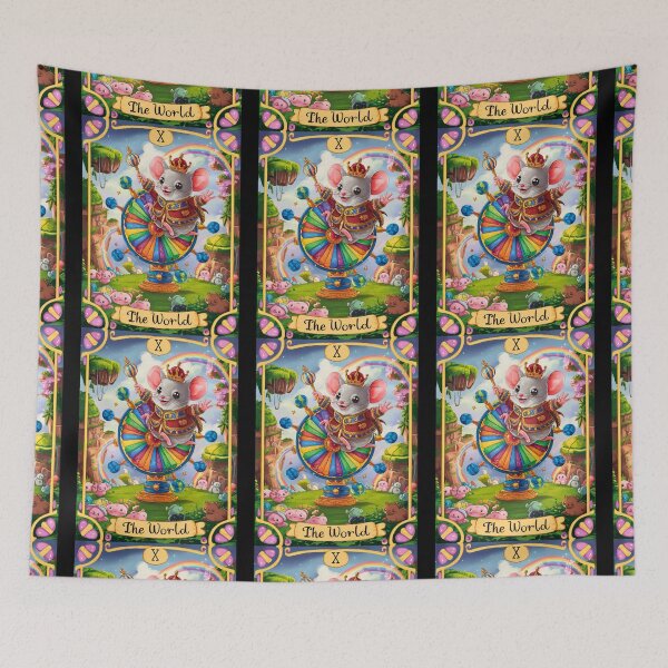 Item preview, Tarot Card - The World. mouse theme, mouse lover, cute mouse designed and sold by ZodiacWonders.