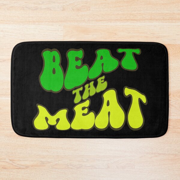 Item preview, BEAT the MEAT vegetarian retro groovy wavy text design designed and sold by Jt41.