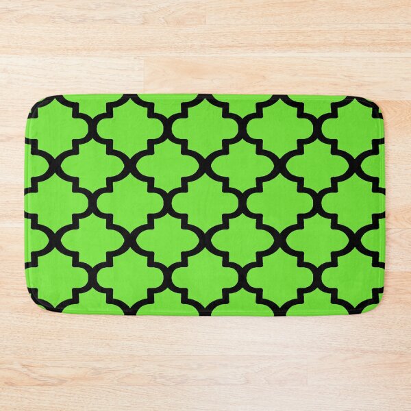 Item preview, Quatrefoil Pattern In Black Outline On Vivid Green designed and sold by taiche.