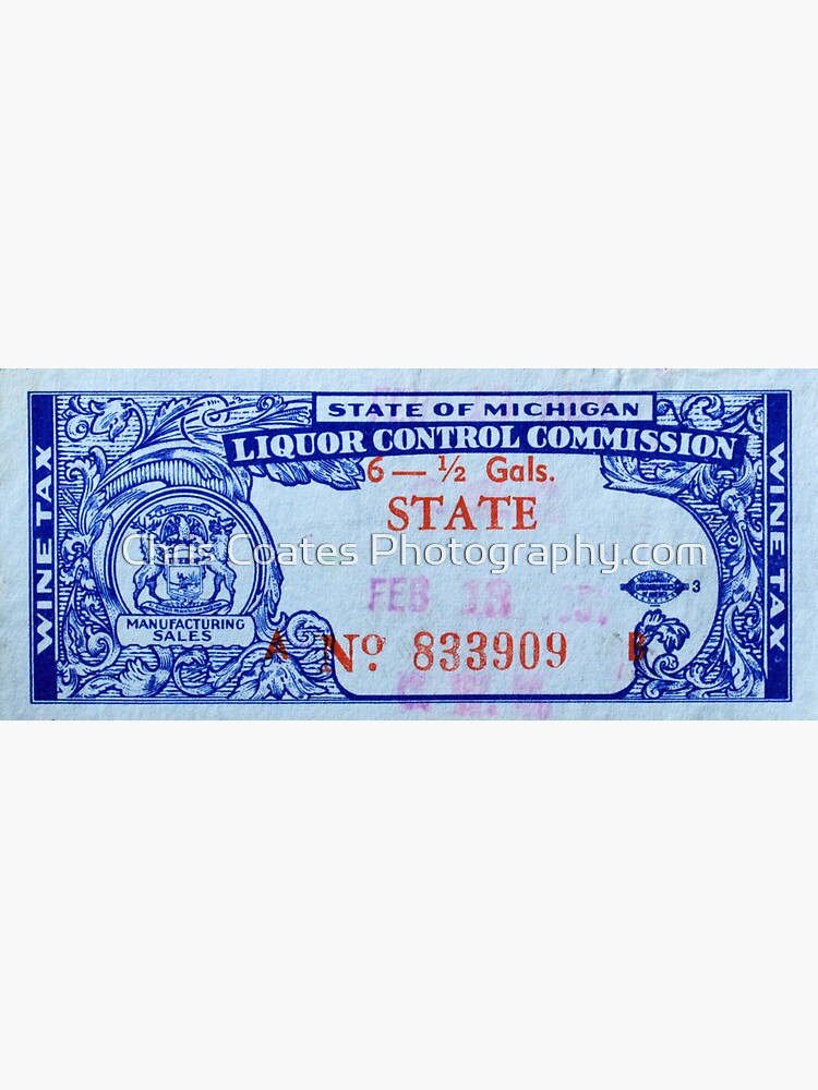 "1951 Michigan Liquor Control Wine Tax Stamp" for Sale by