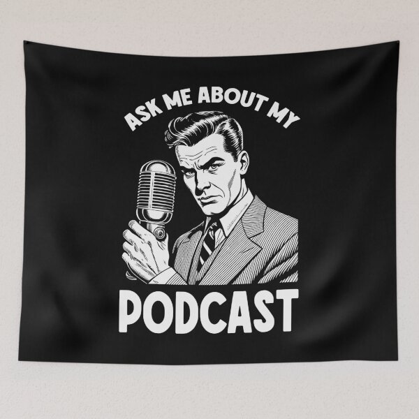 Item preview, Ask Me About My Podcast Funny Podcaster Vintage Microphone designed and sold by GrandeDuc.