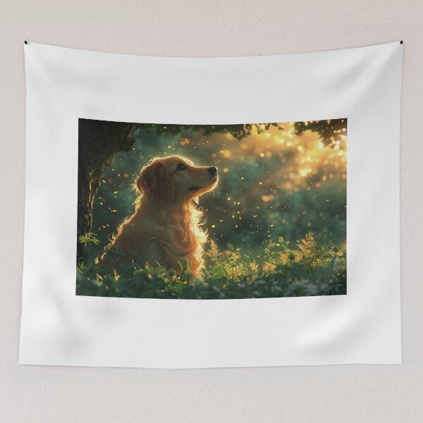 Item preview, Tranquil Pup Amidst Emerald Canopy at Twilight designed and sold by Shirtastically.