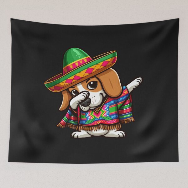 Item preview, Mexican Poncho Beagle Dog, Badding Cinco De Mayo Celebration 2024 designed and sold by ArtByKatti.