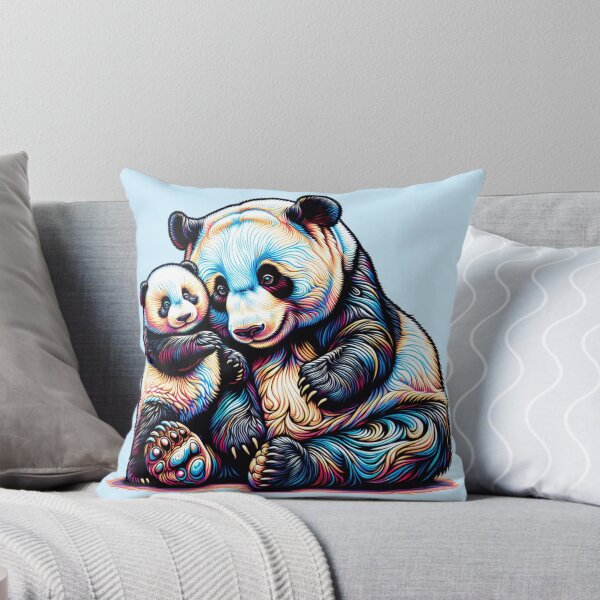 Item preview, Psychedelic Mama and Baby Panda Bear designed and sold by AnalajiaDesigns.