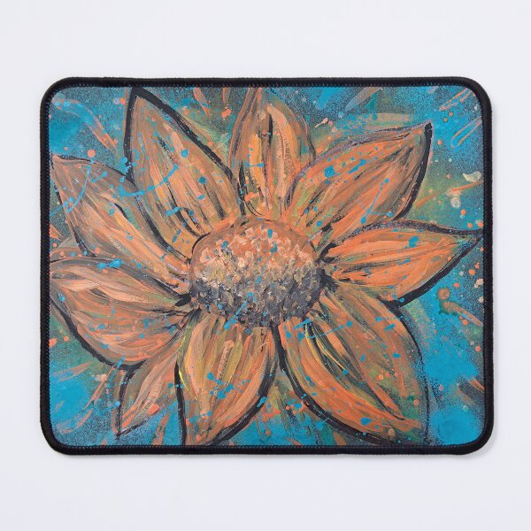 Item preview, Orange Abract Floral on Aqua designed and sold by artisttype.