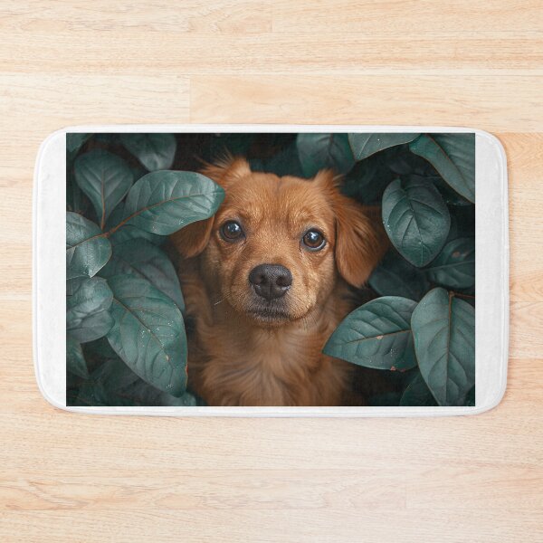 Item preview, Friendly Dog Near Emerald Tree with Dark Comic Leaves designed and sold by Shirtastically.