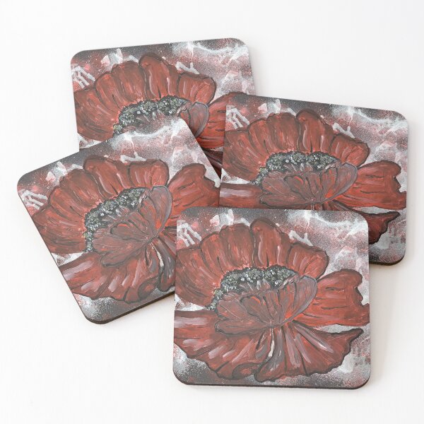 Item preview, Red Poppy Abstract with Silver designed and sold by artisttype.