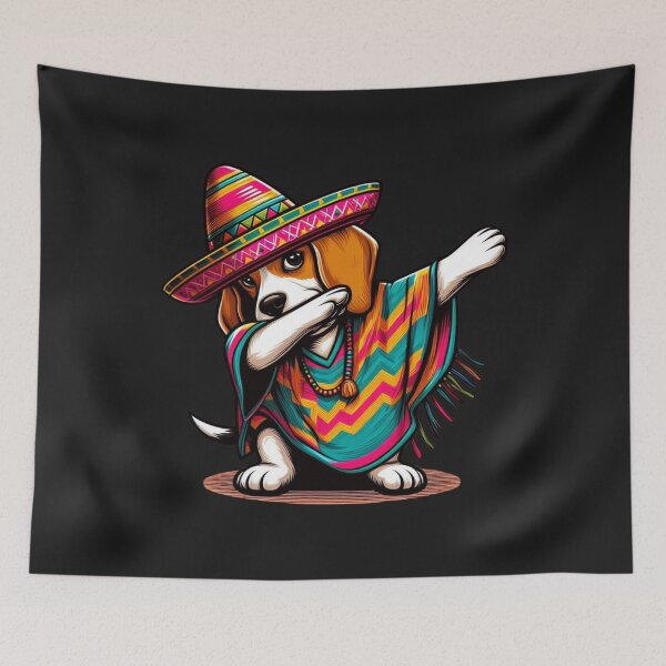 Item preview, Mexican Poncho Beagle Dog, Badding Cinco De Mayo Celebration 2024 designed and sold by ArtByKatti.