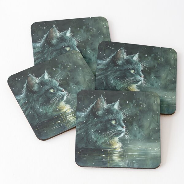 Item preview, Serene Emerald Cat at the Edge of Forest Pond designed and sold by Shirtastically.