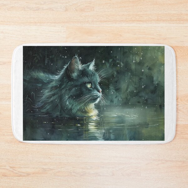 Item preview, Serene Emerald Cat at the Edge of Forest Pond designed and sold by Shirtastically.