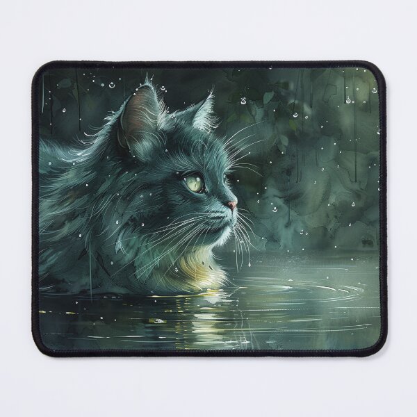 Item preview, Serene Emerald Cat at the Edge of Forest Pond designed and sold by Shirtastically.
