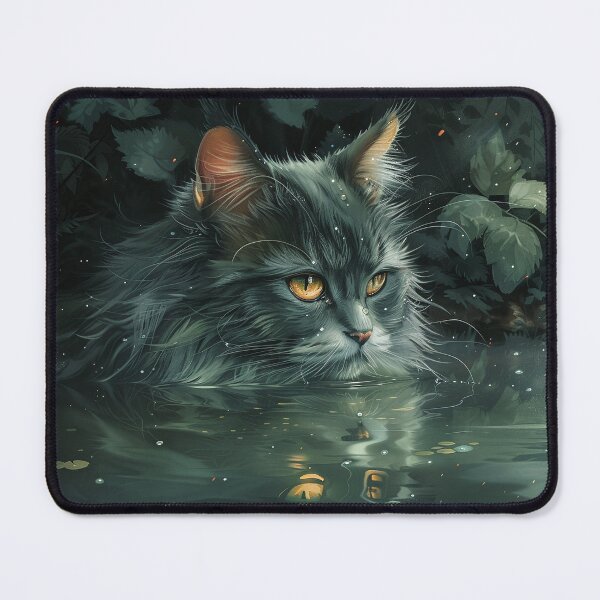 Item preview, Emerald Green Cat at the Mystical Waterfall in Lush Forest designed and sold by Shirtastically.