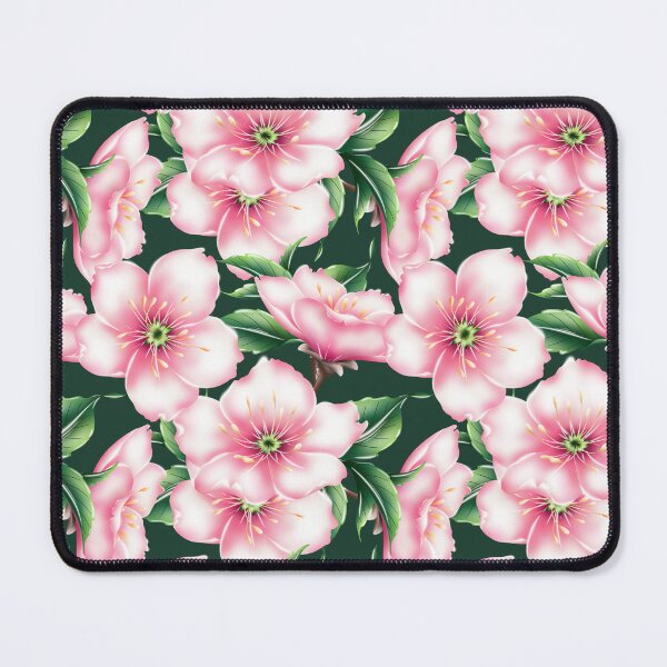 Item preview, Sakura, Cherry floral, pink, red & green botanical seamless pattern designed and sold by milyblooms.