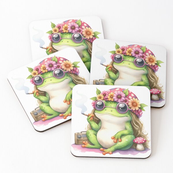 Item preview, Funky Frogs Hopping Into Zen! Cute Watercolor Hippie Frog designed and sold by dcohea.