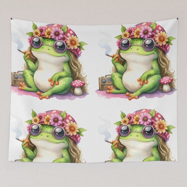 Item preview, Funky Frogs Hopping Into Zen! Cute Watercolor Hippie Frog designed and sold by dcohea.
