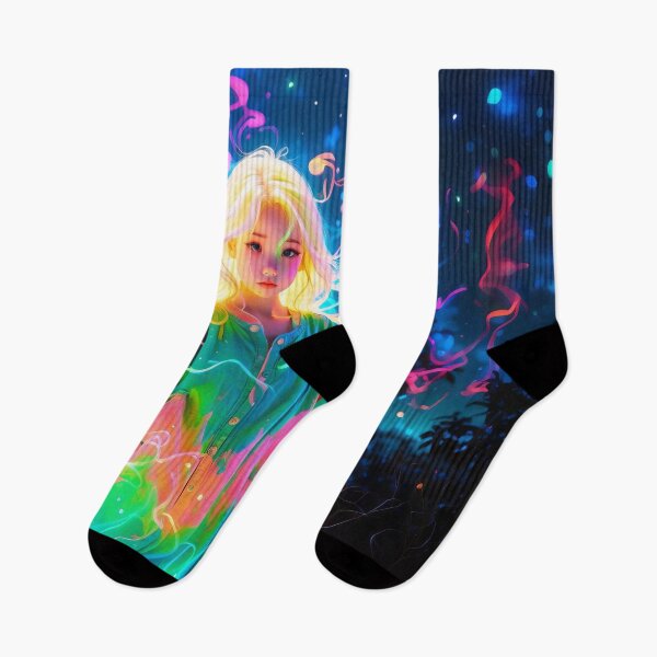 Item preview, Neon Dreams A Whimsical Girl in Luminous Fantasy designed and sold by ArtComixHaven.