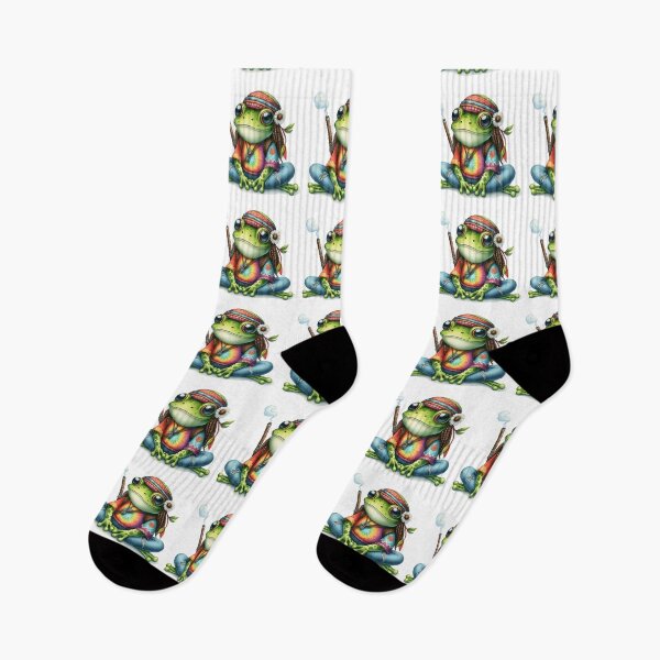Item preview, Funky Frogs Hopping Into Zen! Cute Watercolor Hippie Frog designed and sold by dcohea.