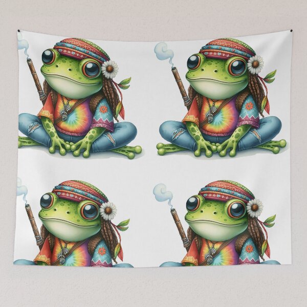 Item preview, Funky Frogs Hopping Into Zen! Cute Watercolor Hippie Frog designed and sold by dcohea.