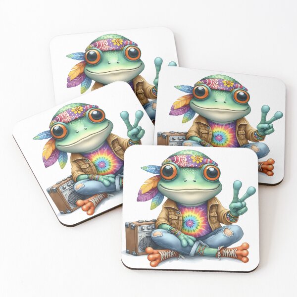 Item preview, Funky Frogs Hopping Into Zen! Cute Watercolor Hippie Frog designed and sold by dcohea.