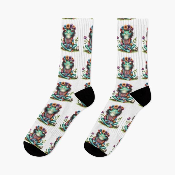 Item preview, Funky Frogs Hopping Into Zen! Cute Watercolor Hippie Frog designed and sold by dcohea.