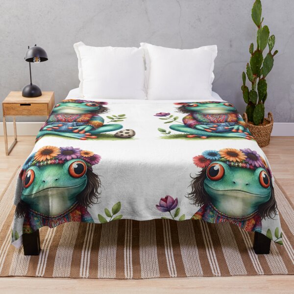 Item preview, Funky Frogs Hopping Into Zen! Cute Watercolor Hippie Frog designed and sold by dcohea.