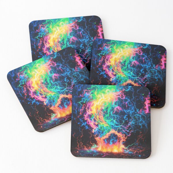Item preview, Spectral Flames The Cosmic Dance of Chromatic Fire designed and sold by ArtComixHaven.