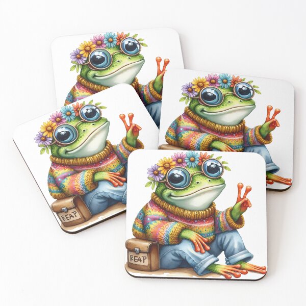 Item preview, Funky Frogs Hopping Into Zen! Cute Watercolor Hippie Frog designed and sold by dcohea.
