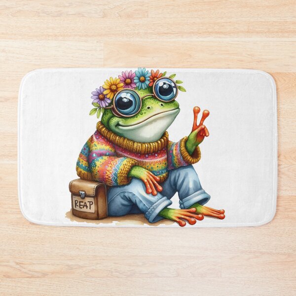 Item preview, Funky Frogs Hopping Into Zen! Cute Watercolor Hippie Frog designed and sold by dcohea.