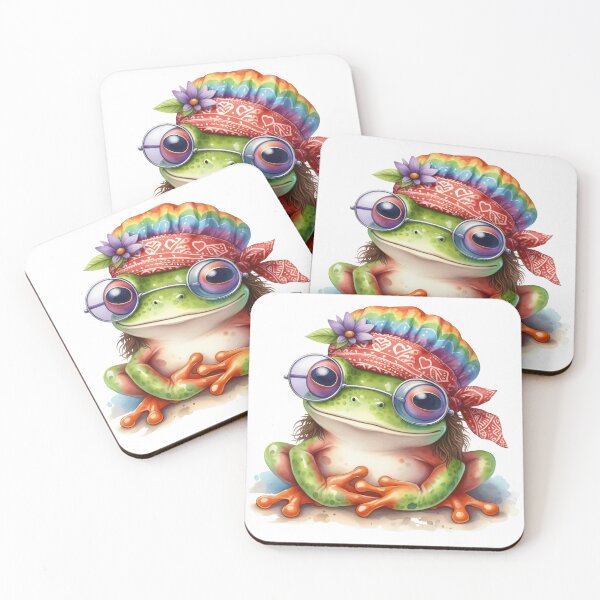 Item preview, Funky Frogs Hopping Into Zen! Cute Watercolor Hippie Frog designed and sold by dcohea.