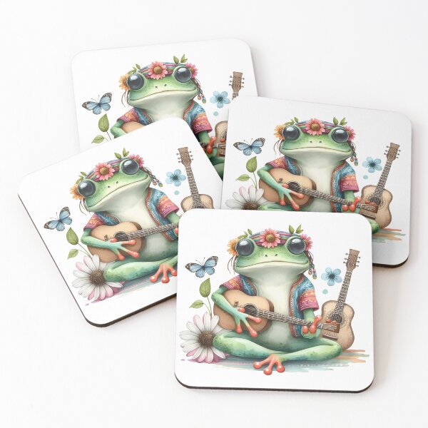 Item preview, Funky Frogs Hopping Into Zen! Cute Watercolor Hippie Frog designed and sold by dcohea.