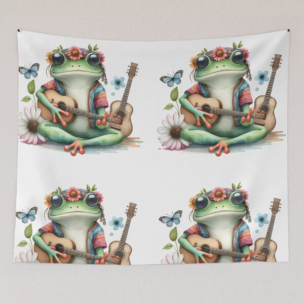 Item preview, Funky Frogs Hopping Into Zen! Cute Watercolor Hippie Frog designed and sold by dcohea.