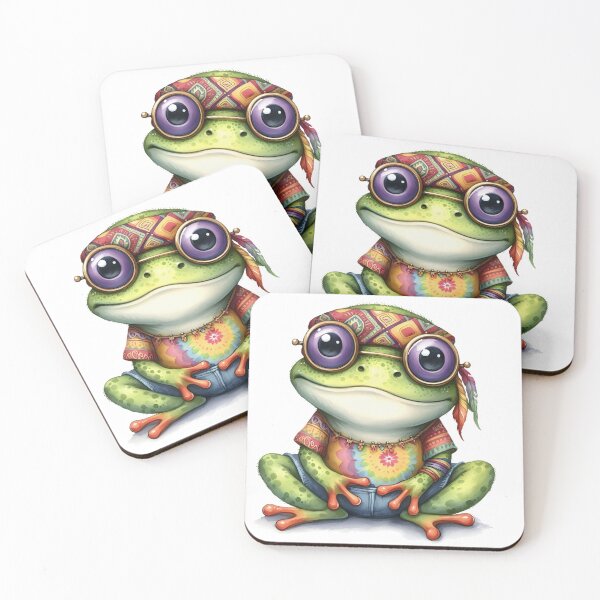 Item preview, Funky Frogs Hopping Into Zen! Cute Watercolor Hippie Frog designed and sold by dcohea.