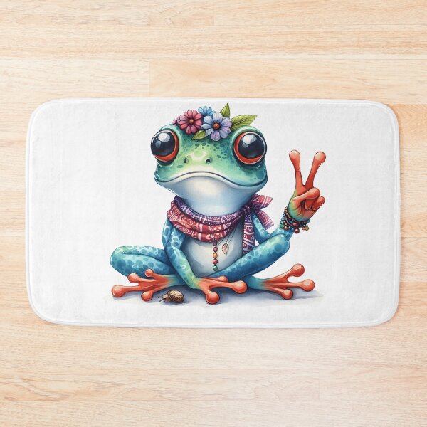 Item preview, Funky Frogs Hopping Into Zen! Cute Watercolor Hippie Frog designed and sold by dcohea.