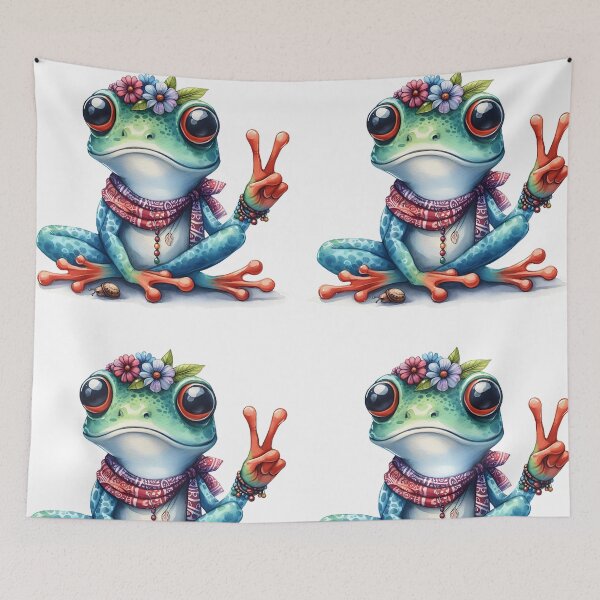Item preview, Funky Frogs Hopping Into Zen! Cute Watercolor Hippie Frog designed and sold by dcohea.