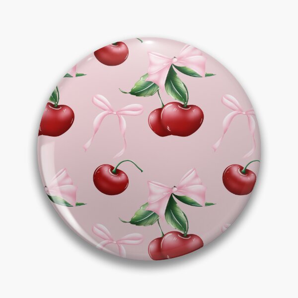 Item preview, Coquette aesthetic pink & red Balletcore, pretty toile cherry bows pattern designed and sold by milyblooms.