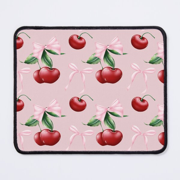 Item preview, Coquette aesthetic pink & red Balletcore, pretty toile cherry bows pattern designed and sold by milyblooms.