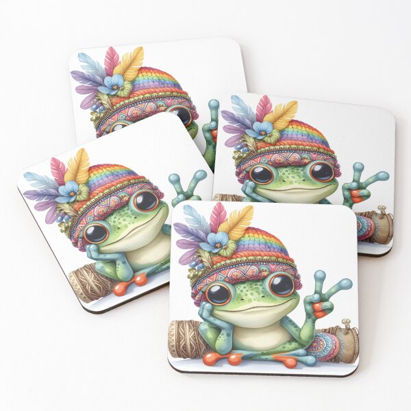Item preview, Funky Frogs Hopping Into Zen! Cute Watercolor Hippie Frog designed and sold by dcohea.
