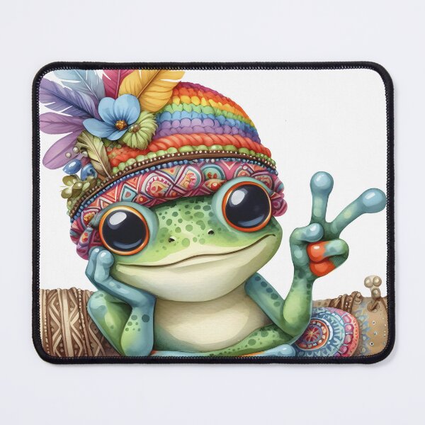 Item preview, Funky Frogs Hopping Into Zen! Cute Watercolor Hippie Frog designed and sold by dcohea.