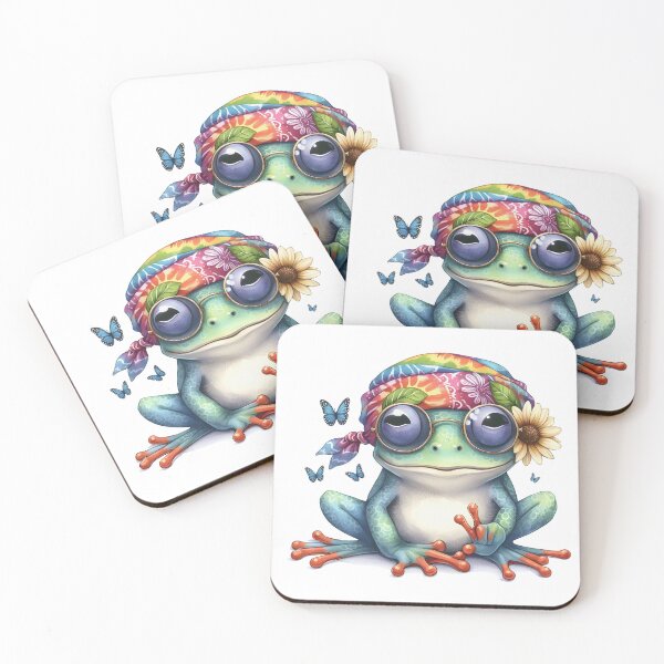 Item preview, Funky Frogs Hopping Into Zen! Cute Watercolor Hippie Frog designed and sold by dcohea.
