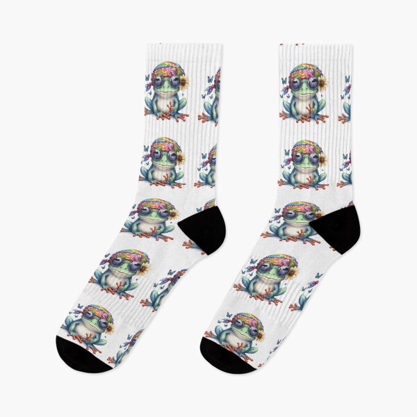 Item preview, Funky Frogs Hopping Into Zen! Cute Watercolor Hippie Frog designed and sold by dcohea.